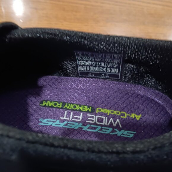 Womans black Skechers wide fit air cooled memory foam shoes Size 8 - Picture 5 of 6